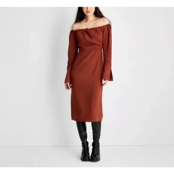 Women's Off the Shoulder Long Sleeve Midi Dress - Future Collective with Reese 2 - Picture 3 of 3